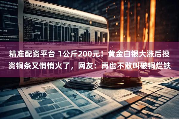 精准配资平台 1公斤200元！黄金白银大涨后投资铜条又悄悄火了，网友：再也不敢叫破铜烂铁