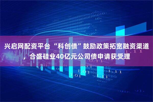 兴启网配资平台 “科创债”鼓励政策拓宽融资渠道，合盛硅业40亿元公司债申请获受理